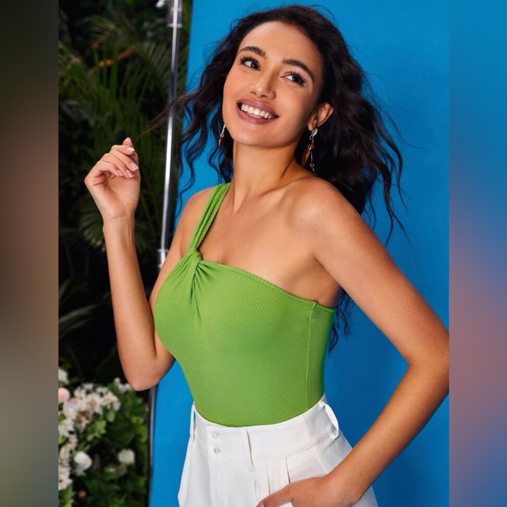 Green one shoulder bodysuit - Picture 5 of 7